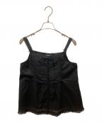PINK HOUSEピンクハウス）の古着「レース使いキャミソールブラウス」｜ブラック