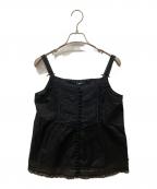 PINK HOUSEピンクハウス）の古着「レース使いキャミソールブラウス」｜ブラック