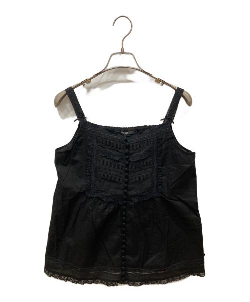 PINK HOUSE（ピンクハウス）PINK HOUSE (ピンクハウス) レース使いキャミソールブラウス ブラック サイズ:Freeの古着・服飾アイテム