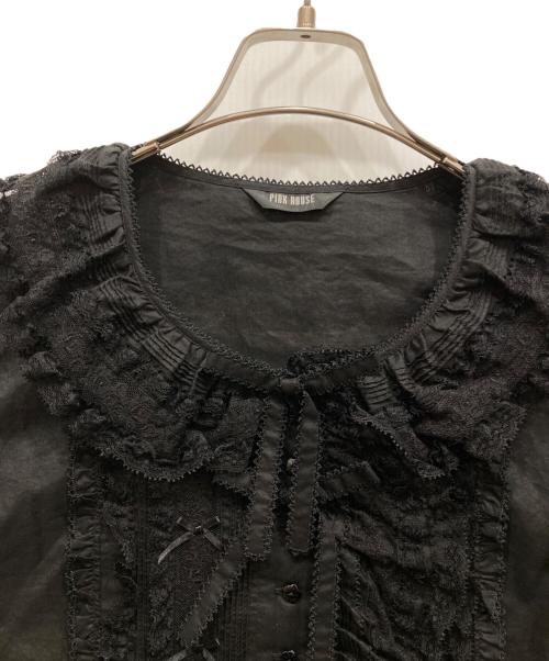PINK HOUSE（ピンクハウス）PINK HOUSE (ピンクハウス) レース使いオーバーブラウス ブラック サイズ:SIZE Freeの古着・服飾アイテム