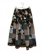 PINK HOUSEピンクハウス）の古着「野いちごの森プリントパッチワークスカート」｜マルチカラー
