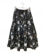PINK HOUSEピンクハウス）の古着「ブルーフラワリィプリントスカート」｜ブラック×ブルー