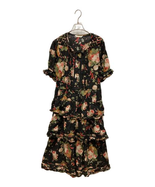 PINK HOUSE（ピンクハウス）PINK HOUSE (ピンクハウス) エターナルローズプリントワンピース ブラック×レッド サイズ:SIZE Freeの古着・服飾アイテム