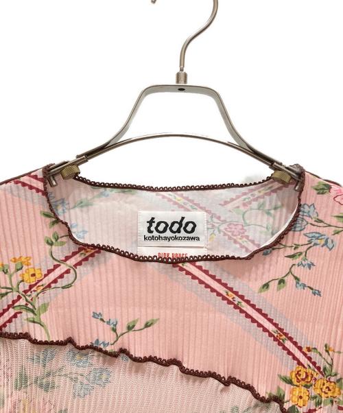 todo kotohayokozawa（トゥードゥー コトハヨコザワ）todo kotohayokozawa (トゥードゥー コトハヨコザワ) PINK HOUSE (ピンクハウス) MIX PRINT GRAPHIC WAVE TOP ピンク サイズ:SIZE 3の古着・服飾アイテム