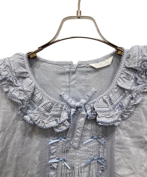 PINK HOUSE（ピンクハウス）PINK HOUSE (ピンクハウス) ローンフリルパフスリーブワンピース ブルー サイズ:SIZE Freeの古着・服飾アイテム