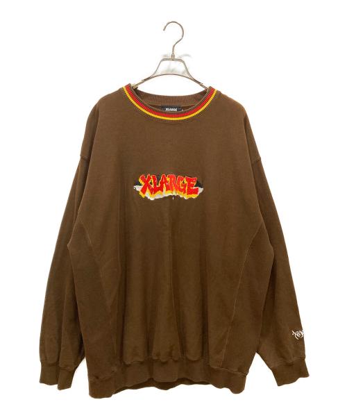 X-LARGE（エクストララージ）X-LARGE (エクストララージ) GRAFFITI CREWNECK SWEAT ブラウン サイズ:SIZE XLの古着・服飾アイテム
