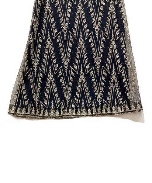 TADASHI SHOJI（タダシ ショージ）TADASHI SHOJI (タダシ ショージ) 刺繍ノースリーブワンピース ネイビー サイズ:2の古着・服飾アイテム