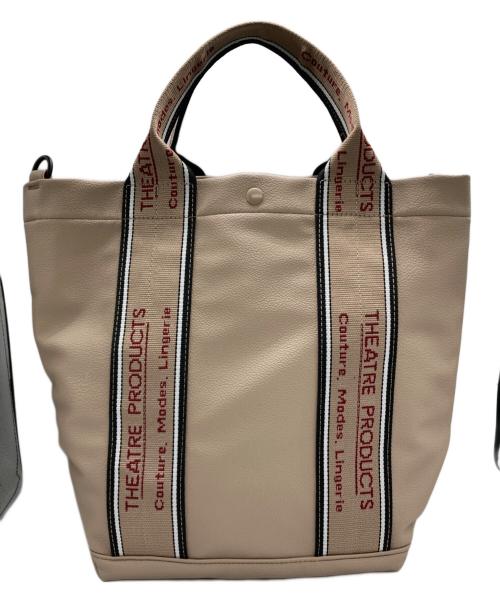THEATRE PRODUCTS（シアタープロダクツ）THEATRE PRODUCTS (シアタープロダクツ) 2way フェイクレザー ジャガードテープ フリルバッグ ベージュの古着・服飾アイテム