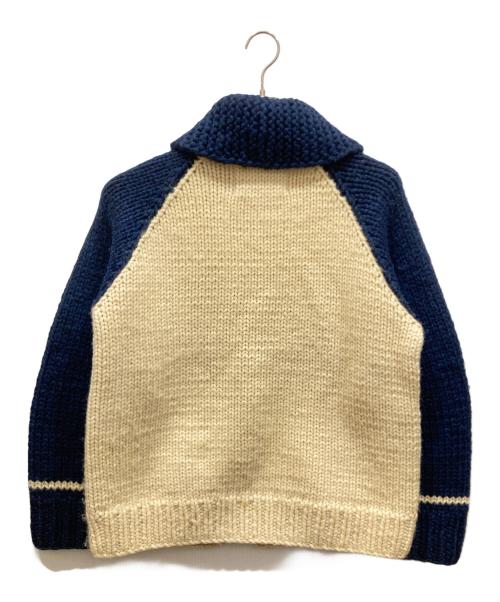 KANATA（カナタ）KANATA (カナタ) ナンバリングウールニットジャケット ベージュ×ブルー サイズ:-の古着・服飾アイテム