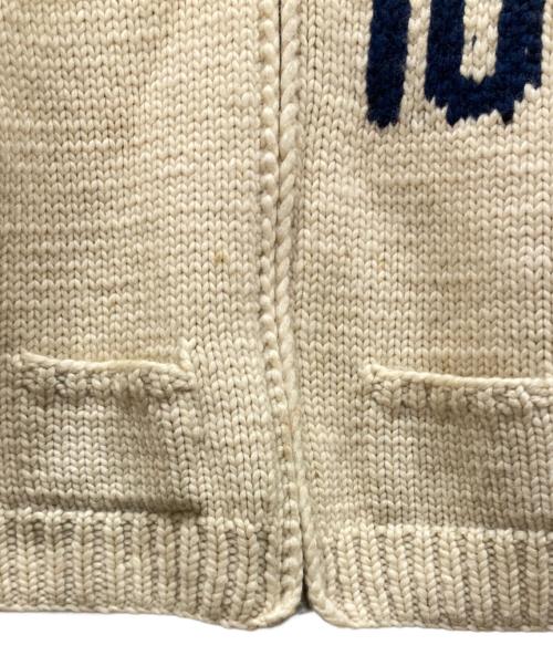 KANATA（カナタ）KANATA (カナタ) ナンバリングウールニットジャケット ベージュ×ブルー サイズ:-の古着・服飾アイテム