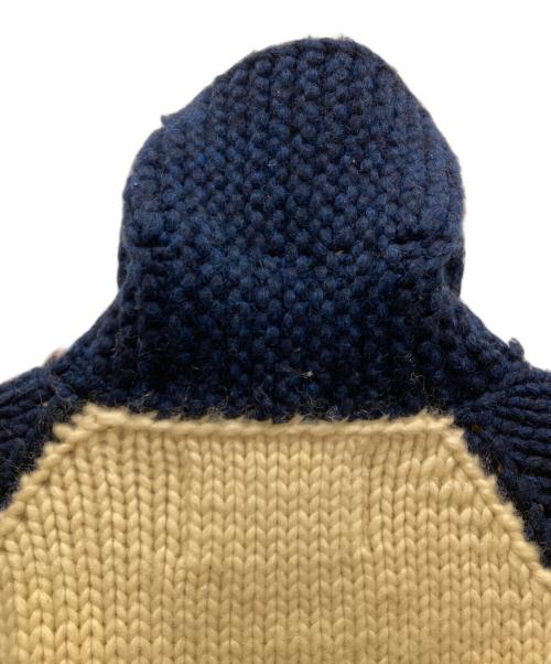 KANATA（カナタ）KANATA (カナタ) ナンバリングウールニットジャケット ベージュ×ブルー サイズ:-の古着・服飾アイテム