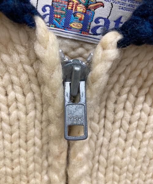 KANATA（カナタ）KANATA (カナタ) ナンバリングウールニットジャケット ベージュ×ブルー サイズ:-の古着・服飾アイテム