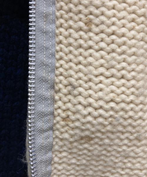 KANATA（カナタ）KANATA (カナタ) ナンバリングウールニットジャケット ベージュ×ブルー サイズ:-の古着・服飾アイテム