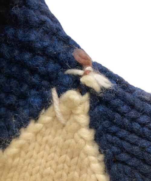 KANATA（カナタ）KANATA (カナタ) ナンバリングウールニットジャケット ベージュ×ブルー サイズ:-の古着・服飾アイテム