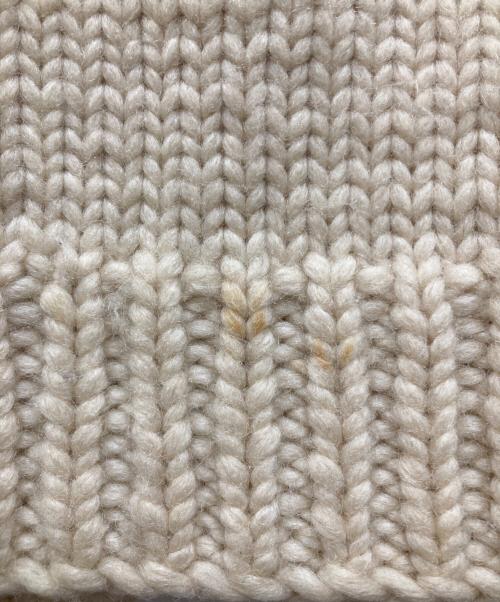 KANATA（カナタ）KANATA (カナタ) ナンバリングウールニットジャケット ベージュ×ブルー サイズ:-の古着・服飾アイテム