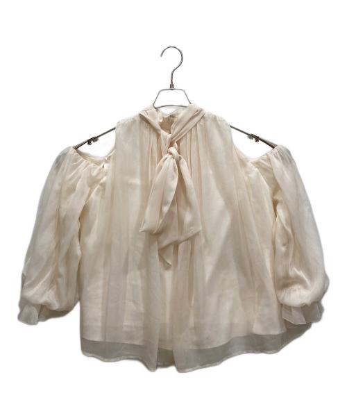 Lily Brown（リリーブラウン）Lily Brown (リリーブラウン) ドレープボウタイシフォンブラウス ホワイト サイズ:不明の古着・服飾アイテム