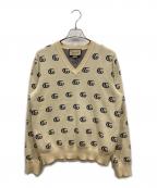 GUCCIグッチ）の古着「GGジャガードVネックニット」｜ベージュ