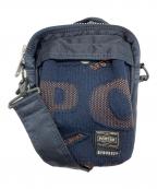 PORTER×BYBORREポーター×バイボレ）の古着「VERTICAL SHOULDER BAG」｜ネイビー×オレンジ