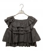 Curensologyカレンソロジー）の古着「ポプリンラッフルブラウス」｜グレー