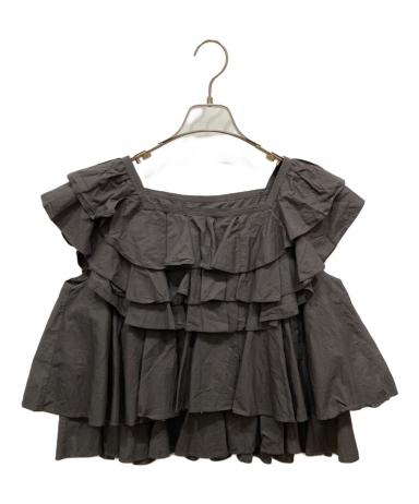 専用★カレンソロジー ポプリンラッフルブラウス Curensology グレー 中古・古着通販】Curensology (カレンソロジー) ポプリンラッフル