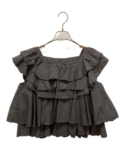 Curensology（カレンソロジー）Curensology (カレンソロジー) ポプリンラッフルブラウス グレー サイズ:SIZE Freeの古着・服飾アイテム