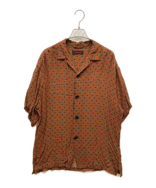 CABAN（キャバン）CABaN (キャバン) レーヨンクレープ タイルプリントオープンカラーシャツ ブラウン サイズ:SIZE Mの古着・服飾アイテム