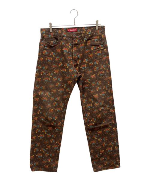 SUPREME（シュプリーム）Supreme (シュプリーム) Regular Jean Flowers ブラウン サイズ:SIZE 32の古着・服飾アイテム