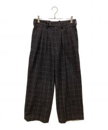 m's braque（エムズブラック）の古着「チェックタックドワイドスラックス」｜ネイビー