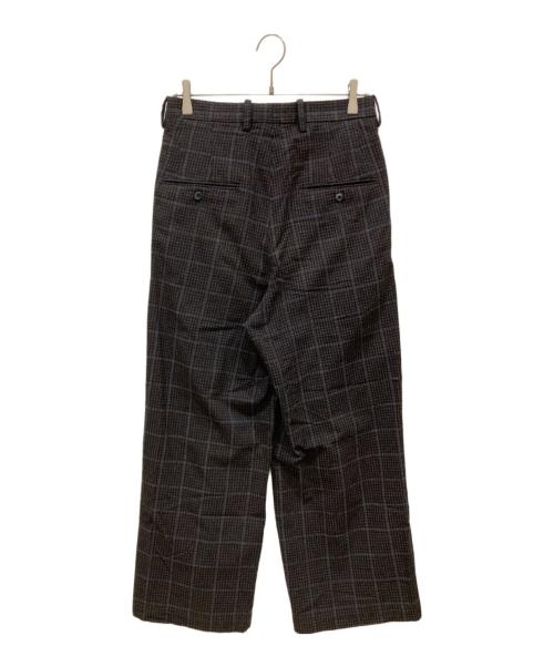 m's braque（エムズブラック）M'S BRAQUE (エムズブラック) チェックタックドワイドスラックス ネイビー サイズ:SIZE 36の古着・服飾アイテム