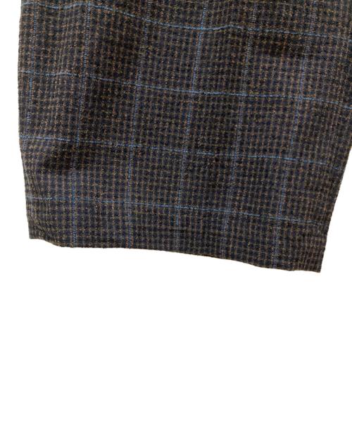 m's braque（エムズブラック）M'S BRAQUE (エムズブラック) チェックタックドワイドスラックス ネイビー サイズ:SIZE 36の古着・服飾アイテム