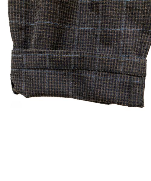m's braque（エムズブラック）M'S BRAQUE (エムズブラック) チェックタックドワイドスラックス ネイビー サイズ:SIZE 36の古着・服飾アイテム