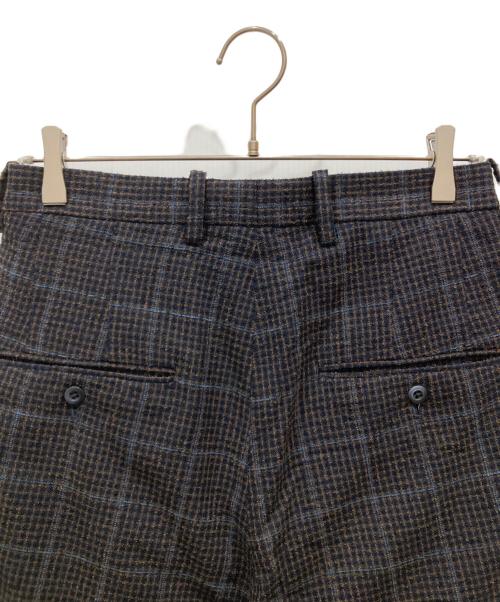m's braque（エムズブラック）M'S BRAQUE (エムズブラック) チェックタックドワイドスラックス ネイビー サイズ:SIZE 36の古着・服飾アイテム