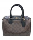 COACHコーチ）の古着「ミニボストンハンドバッグ」｜ブラック×ブラウン