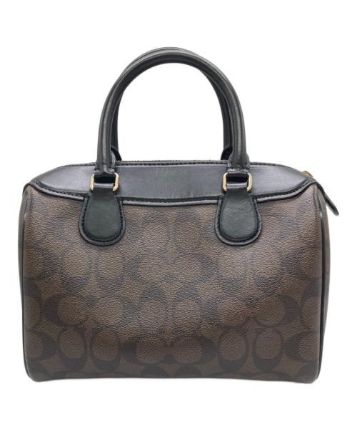 COACH（コーチ）COACH (コーチ) ミニボストンハンドバッグ ブラック×ブラウンの古着・服飾アイテム