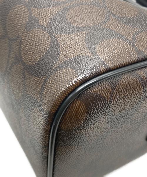 COACH（コーチ）COACH (コーチ) ミニボストンハンドバッグ ブラック×ブラウンの古着・服飾アイテム