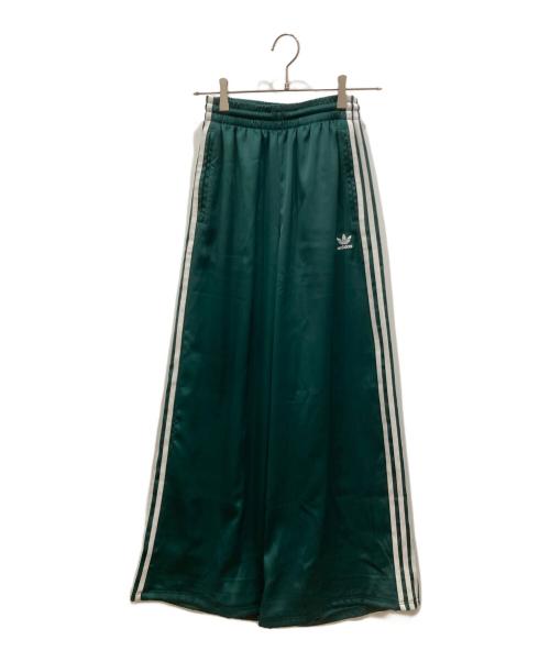 adidas（アディダス）adidas (アディダス) サテンワイドレッグトラックパンツ グリーン サイズ:SIZE Sの古着・服飾アイテム