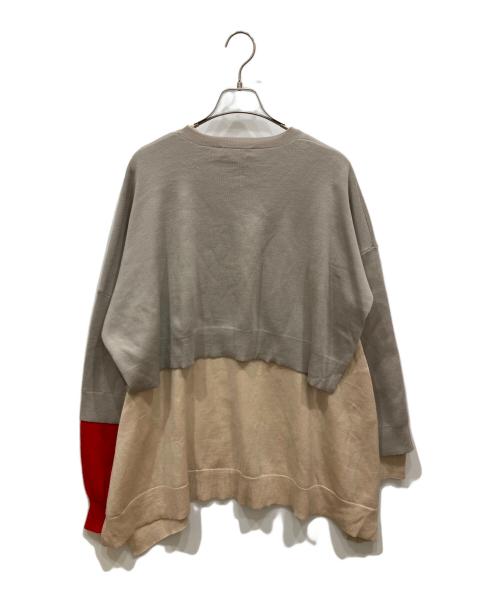 ENFOLD（エンフォルド）ENFOLD (エンフォルド) DOUBLE-SLEEVES LAYERED PULLOVER ベージュ×グレー サイズ:38の古着・服飾アイテム