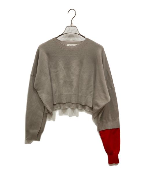 ENFOLD（エンフォルド）ENFOLD (エンフォルド) DOUBLE-SLEEVES LAYERED PULLOVER ベージュ×グレー サイズ:38の古着・服飾アイテム
