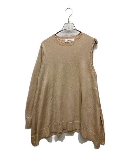 ENFOLD（エンフォルド）ENFOLD (エンフォルド) DOUBLE-SLEEVES LAYERED PULLOVER ベージュ×グレー サイズ:38の古着・服飾アイテム