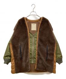 etsinta（エシンタ）の古着「ファー切替ジャケット」｜オリーブ