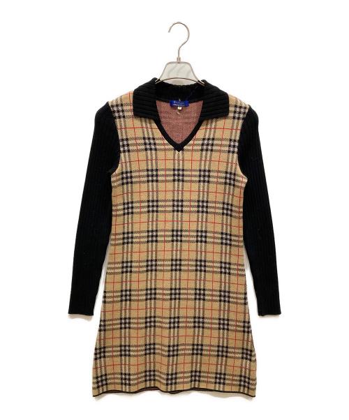 BURBERRY BLUE LABEL（バーバリー ブルー レーベル）BURBERRY BLUE LABEL (バーバリー ブルー レーベル) ノバチェックニットワンピース ベージュ サイズ:SIZE Mの古着・服飾アイテム