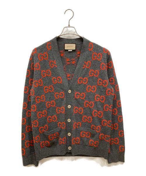 GUCCI（グッチ）GUCCI (グッチ) GGウールジャカード カーディガン グレー サイズ:XLの古着・服飾アイテム