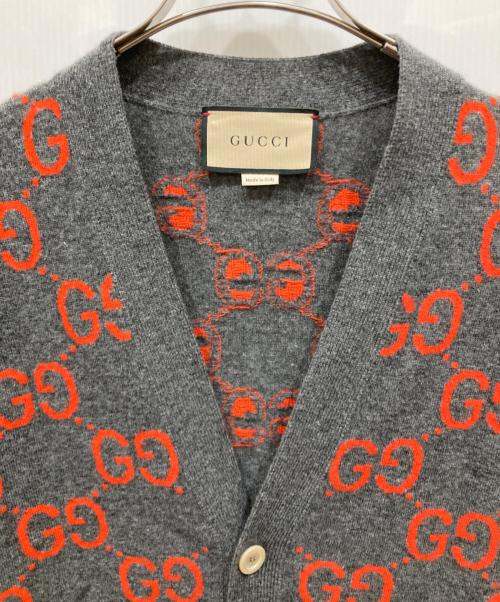 GUCCI（グッチ）GUCCI (グッチ) GGウールジャカード カーディガン グレー サイズ:XLの古着・服飾アイテム