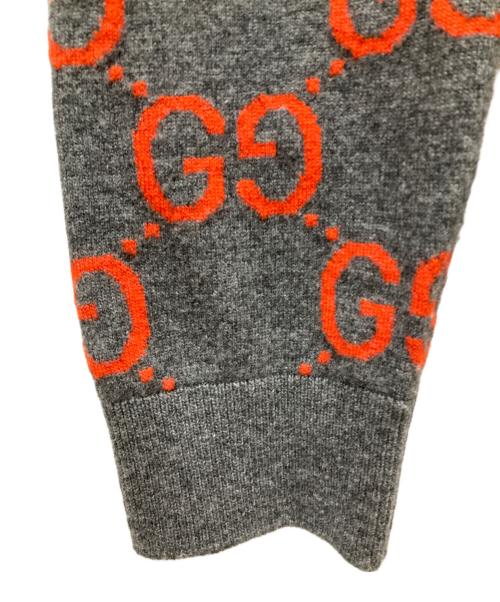 GUCCI（グッチ）GUCCI (グッチ) GGウールジャカード カーディガン グレー サイズ:XLの古着・服飾アイテム