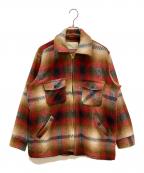 MELTONメルトン）の古着「ジップアップジャケット」｜ベージュ×レッド