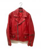 HORN WORKSホーンワークス）の古着「ダブルライダースジャケット」｜レッド