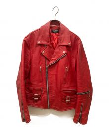 HORN WORKS（ホーンワークス）の古着「ダブルライダースジャケット」｜レッド