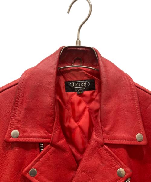 HORN WORKS（ホーンワークス）HORN WORKS (ホーンワークス) ダブルライダースジャケット レッド サイズ:Ⅿの古着・服飾アイテム