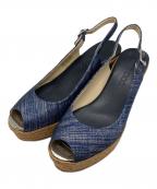 JIMMY CHOOジミーチュウ）の古着「バックスリング ウェッジソール 厚底サンダル」｜インディゴ