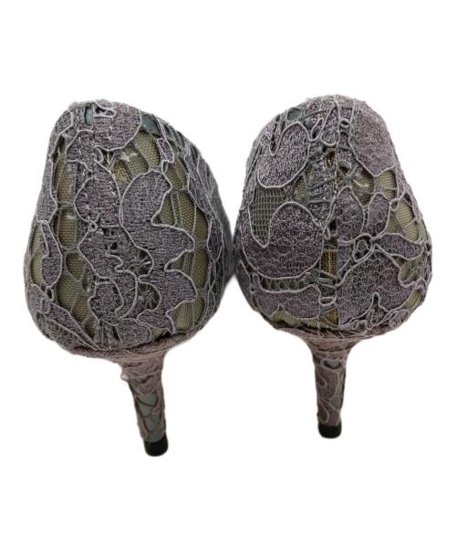 DOLCE & GABBANA（ドルチェ＆ガッバーナ）DOLCE & GABBANA (ドルチェ＆ガッバーナ) レース ビジュー ポインテッドトゥパンプス グレー サイズ:SIZE 37 1/2の古着・服飾アイテム